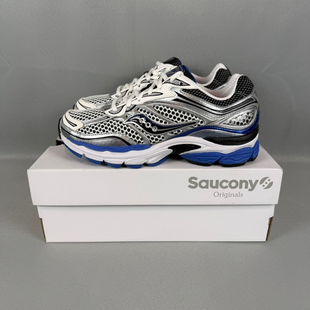 Saucony ProGrid Omni 9 Running Shoes Womens 8 Silver Blue S70739-2 M6.5 $155 NIB